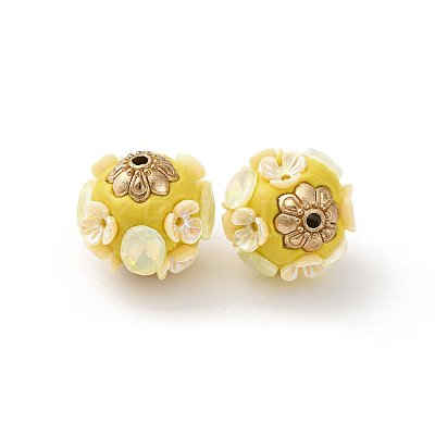 Handmade Resin Indonesia Round Beads IPDL-P005-23KCG-02-1