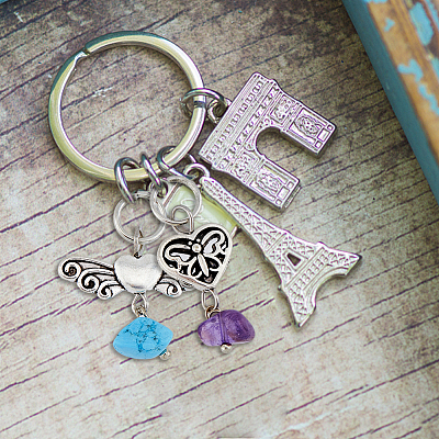 6 Sets 6 Styles Chakra Natural & Synthetic Mixed Stone Chips Alloy Pendants FIND-FH0006-29-1