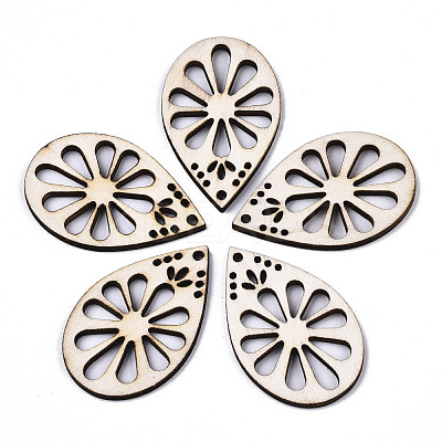 Unfinished Natural Poplar Wood Pendants WOOD-N006-67-1