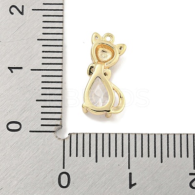 Brass Micro Pave Clear Cubic Zirconia Glass Charms KK-S386-05G-1