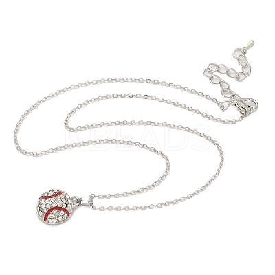 Zinc Alloy Crystal Rhinestone Sport Ball Pendant Cable Chain Necklaces LS-NJEW-U024-01P-02-1