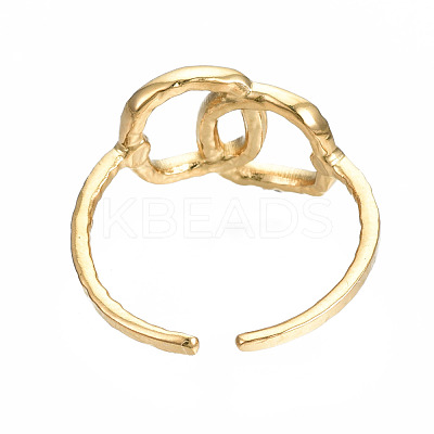 304 Stainless Steel Interlocking Oval Open Cuff Ring RJEW-T023-79G-1