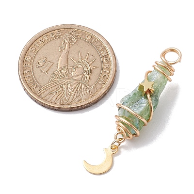 3Pcs 3 Styles Electroplated Natural Quartz Crystal Copper Wire Wrapped Pendants PALLOY-JF02586-06-1