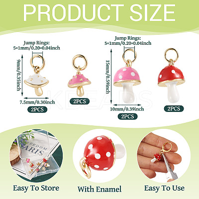 8Pcs 4 Styles Real 18K Gold Plated Rack Plating Brass Enamel Charms FIND-TA0006-02-1