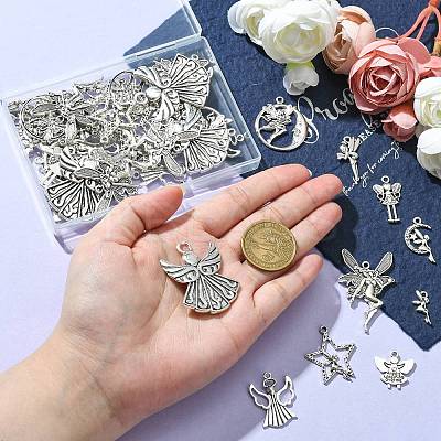 50Pcs 10 Style Tibetan Style Alloy Pendants TIBEP-CJ0003-48-1
