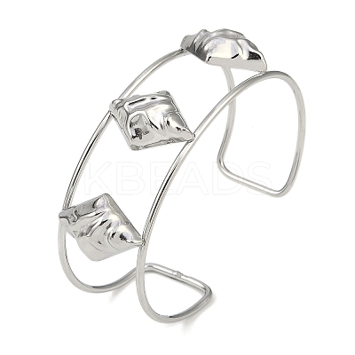 Non-Tarnish 304 Stainless Steel Wide Textured Open Cuff Bangles BJEW-Q348-05P-05-1
