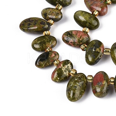 Natural Unakite Beads Strands G-Z091-A33-1