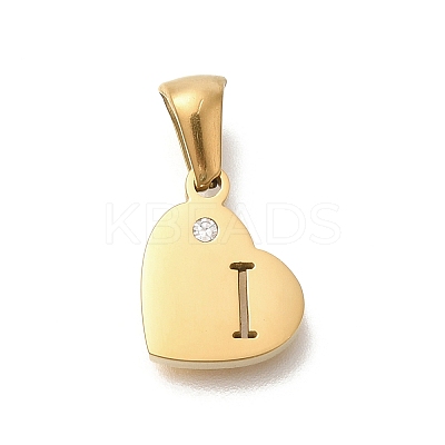 304 Stainless Steel Heart Pendants with Rhinestone STAS-Z103-01G-09-1