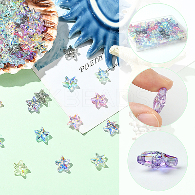 100Pcs 10 Colors Starfish Handmade Glass Beads GLAA-SC0002-80B-1