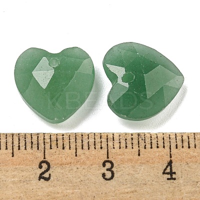 Natural Green Aventurine Faceted Heart Charms G-G123-01H-1