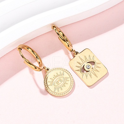 5Pcs 304 Stainless Steel Rhinestone Hoop Earrings EJEW-G447-01G-1