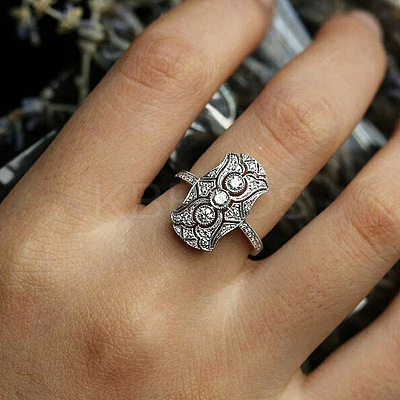 Retro Brass & Cubic Zirconia Finger Rings FS-WGF6FC6-01-1