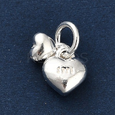 925 Sterling Silver Double Heart Charms LS-FIND-Z069-03S-1