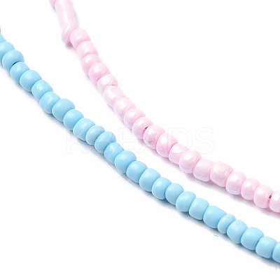 2Pcs 2 Colors Glass Seed Beaded Necklaces Set NJEW-FZ00028-1