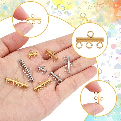16Pcs 8 Styles 304 Stainless Steel Chandelier Component Links STAS-FS0001-70-1