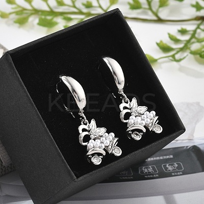 Brass Micro Pave Clear Cubic Zirconia Hoop Earrings EJEW-R016-06P-1