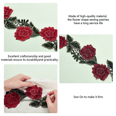 2 Yards Polyester Embroidery Rose Lace Ribbon OCOR-PH0002-84-1