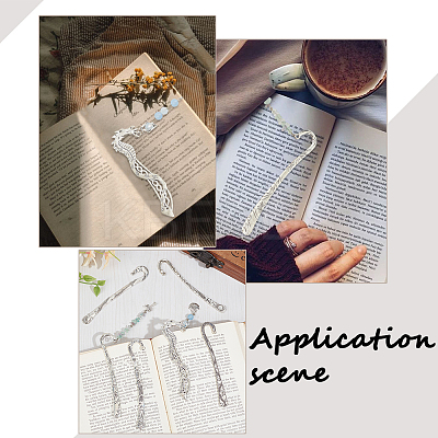 10Pcs 5 Styles Tibetan Style Alloy Bookmark Findings with Holes FIND-SC0008-98-1