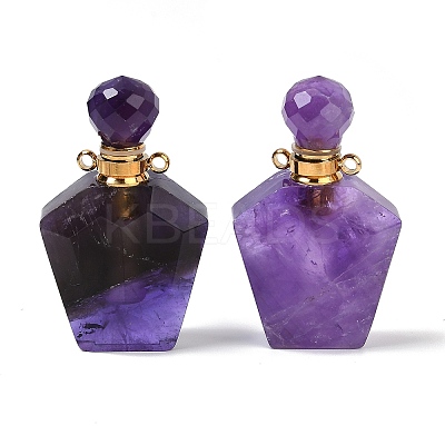 Natural Mixed Stone Openable Perfume Bottle Pendants G-I381-02G-1