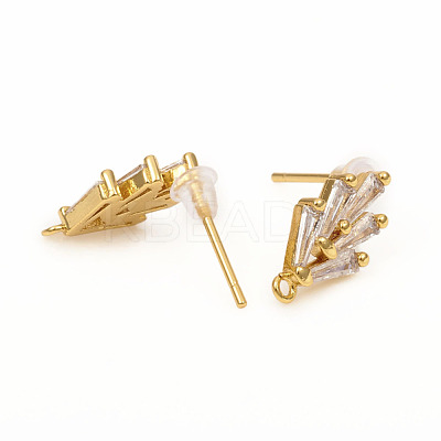 Brass Stud Earring Findings X-ZIRC-L096-16G-1