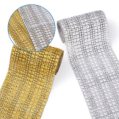 16 Rows Plastic Diamond Mesh Wrap Roll Rhinestone Crystal Ribbon Cake Wedding Decoration DIY-TA0008-45-1