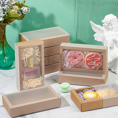 Foldable Paper Drawer Boxes with Clear Plastic Cover LS-CON-WH0095-68A-05-1