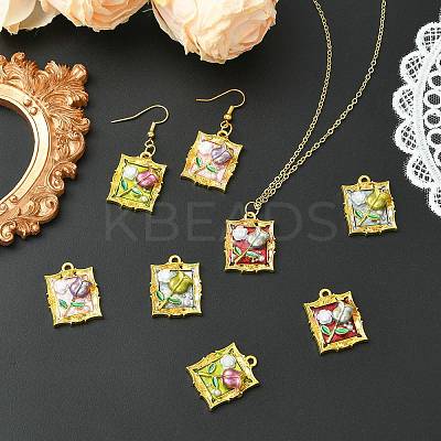 8Pcs 4 Colors Golden Alloy Resin Pendants FIND-CJ0004-91-1
