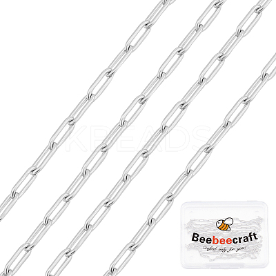 Anti-Tarnish 1M Rhodium Plated 925 Sterling Silver Paperclip Chains STER-BBC0005-82-1
