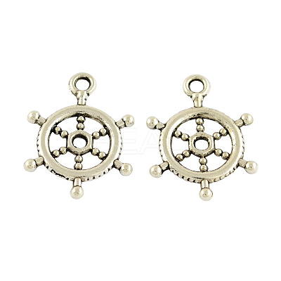 Tibetan Style Alloy Helm Pendants TIBEP-S257-AS-LF-1