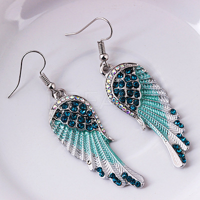 Rhinestone Wings Dangle Earrings WI-PW0001-056D-1