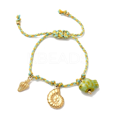 Shell Shape 304 Stainless Steel Charm Bracelets BJEW-K237-19G-1