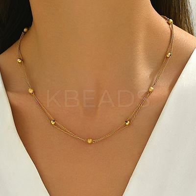201 Stainless Steel Simple Round Beads Twisted Chain Fashionable Versatile Necklaces PL9617-1