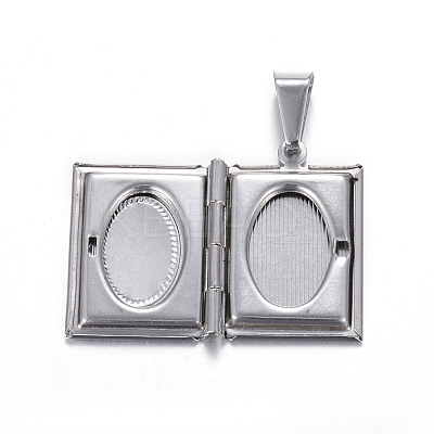 Tarnish Resistant 316 Stainless Steel Locket Pendants STAS-N0016-06P-1