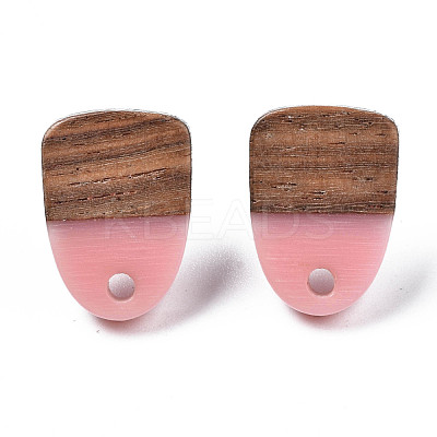 Resin & Walnut Wood Stud Earring Findings MAK-N032-026A-1