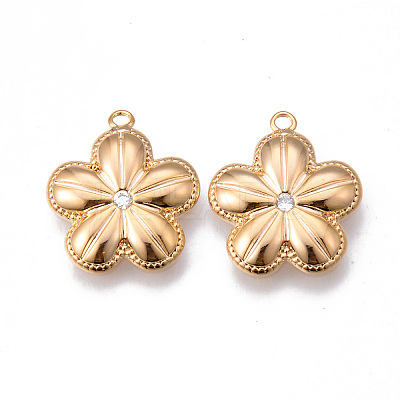 Brass Micro Pave Clear Cubic Zirconia Pendants KK-N232-148-NF-1