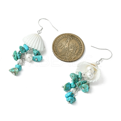 3Pair 3 Style Natural & Synthetic Mixed Gemstone & Shell Dangle Earrings EJEW-TA00280-1