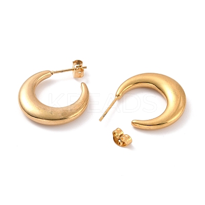 PVD Vacuum Plating 304 Stainless Steel Crescent Moon Stud Earrings for Women EJEW-F280-05D-G-1