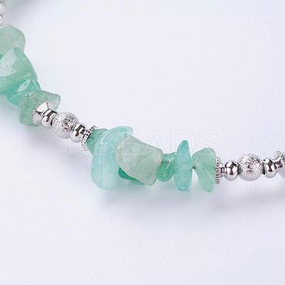 Trendy Natural Green Aventurine Beaded Anklets AJEW-AN00113-05-1