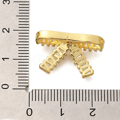 Rack Plating Brass Clear Cubic Zirconia Bowknot Connector Charms KK-H508-24G-1