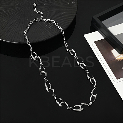 201 Stainless Steel Alloy Liquid Irregular Link Chain Necklaces FS-WG172B5-01-1-1