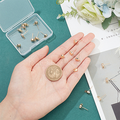 Brass Stud Earring Findings KK-BC0001-24G-1