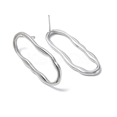 Non-Tarnish 304 Stainless Steel Twist Hollow Oval Stud Earrings for Women LS-EJEW-F300-05P-1