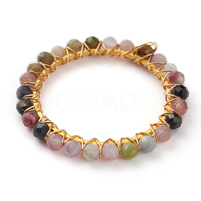 Natural Multicolor Tourmaline Wire Wrapped Pendants PALLOY-JF00590-02-1