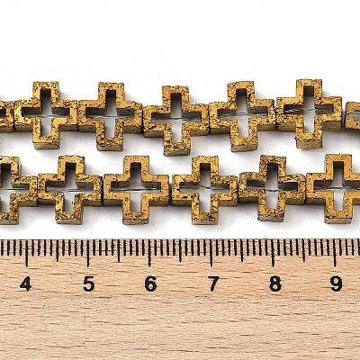 Electroplated Natural Lava Rock Beads Strands G-K388-02E-1