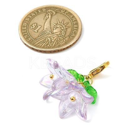 6Pcs 6 Colors Flower Acrylic Pendant Decorations HJEW-JM02719-01-1