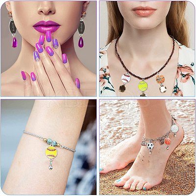 40Pcs 8 Styles Sports Theme Alloy Enamel Connector Charms ENAM-CJ0005-90-1