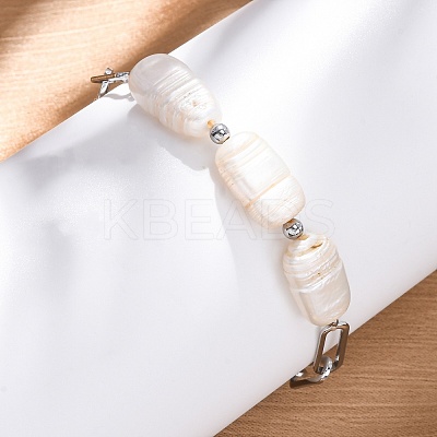 304 Stainless Steel Paperclip Chain Bracelets for Women BJEW-A036-02P-1