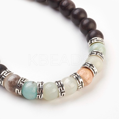 Natural Flower Amazonite Stretch Bracelets BJEW-JB03824-04-1