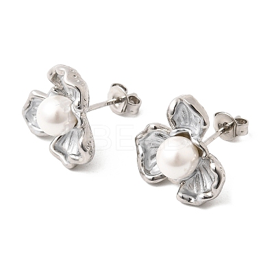 Brass Enamel Stud Earrings KK-CBAB173-02D-P-1