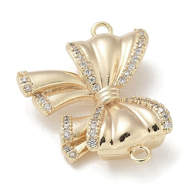 Brass Micro Pave Clear Cubic Zirconia Connector Charms KK-M308-14G-1